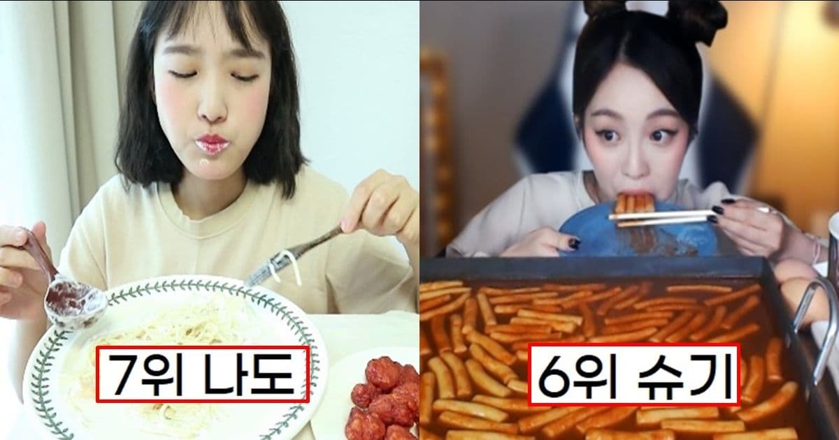 순위 대변동했다는 먹방 유튜버 순위 top7
