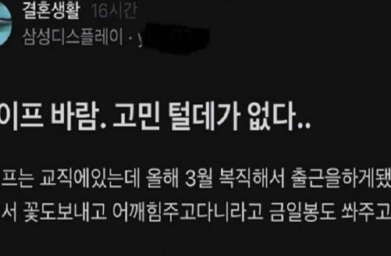 교사 아내가 직장동료와 바람이 났다는 블라인