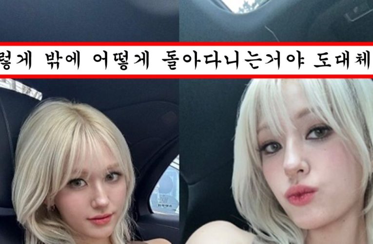 현재 보기 민망하다고 난리난 길거리에서 앞치마만 입고 다니는 전소미 의상 수준